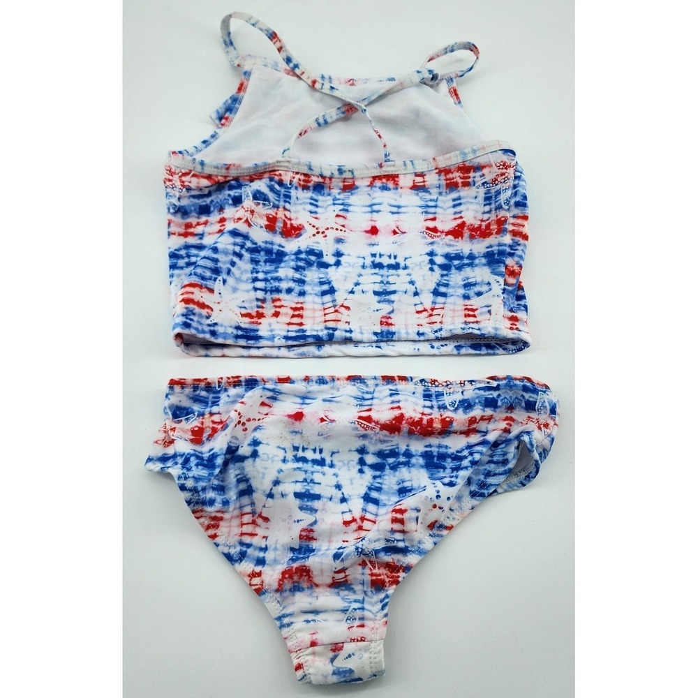 NWT Reel Legends Girls 2 Piece Swimsuit Starfish Red White Blue Americana Size S - Picture 4 of 9